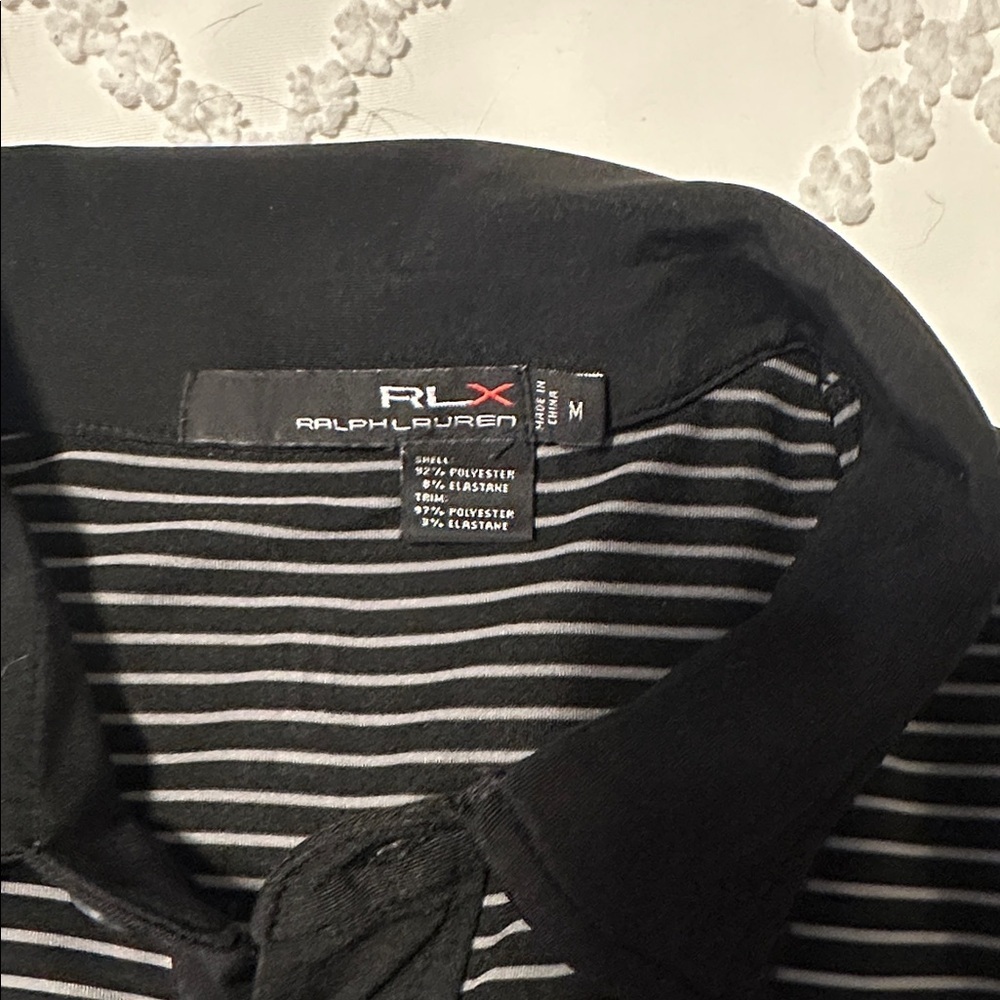 Ralph Lauren RLX men’s polo shirt size medium as new condition black striped. - Picture 2 of 9
